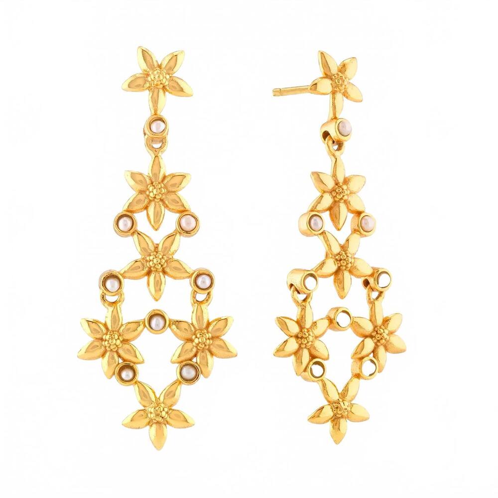 NEW CAPUCINE DE WULF women's jasmine drop earrings in pearl white